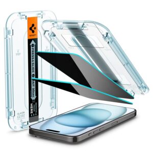 Apsauginis stiklas telefonui Apple iPhone 15 Spigen Glas.tr "EZ Fit" Privacy - Image 10