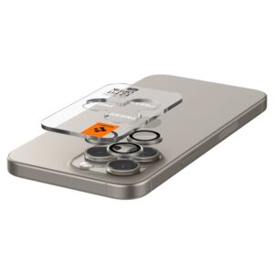 Kameros apsauga Apple iPhone 14 Pro / 14 Pro Max / 15 Pro / 15 Pro Max / 16 Pro / 16 Pro Max / 17 Pro / 17 Pro Max Spigen Optik.TR Camera Protector 2-Pack Natural Titanium beige - Image 15