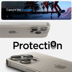 Kameros apsauga Apple iPhone 14 Pro / 14 Pro Max / 15 Pro / 15 Pro Max / 16 Pro / 16 Pro Max / 17 Pro / 17 Pro Max Spigen Optik.TR Camera Protector 2-Pack Natural Titanium beige - Image 16