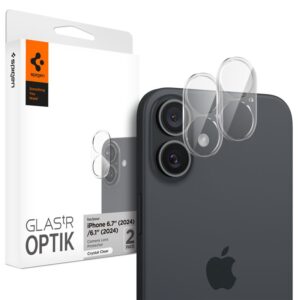 Apsauginis stiklas kamerai Apple iPhone 16 / Apple iPhone 16 Plus Spigen Optik Glas.tr kameros apsauga 2-Pack Crystal Clear - Image 10