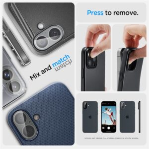 Apsauginis stiklas kamerai Apple iPhone 16 / Apple iPhone 16 Plus Spigen Optik Glas.tr kameros apsauga 2-Pack Crystal Clear - Image 17