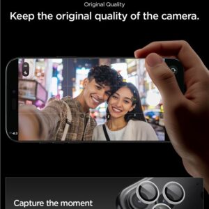 Spigen Optik Pro GLAS.TR ”EZ FIT” kameros apsauga 2-pack skirtas Apple iPhone 16 Pro / Max / 17 Pro / Max - Silver - Image 17