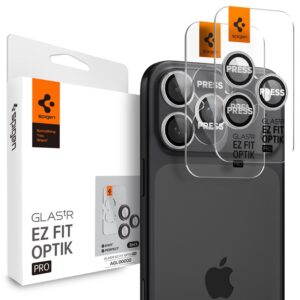 Spigen Optik Pro GLAS.TR ”EZ FIT” kameros apsauga 2-pack skirtas Apple iPhone 16 Pro / Max / 17 Pro / Max - Silver - Image 7