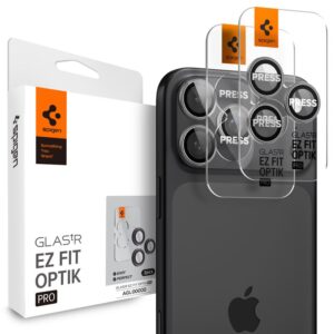 Spigen Glass tR EZ Fit Optik Pro 2 Pack, pilkos spalvos - Apple iPhone 17/16/15/14 Pro / 17/16/15/14 Pro Max