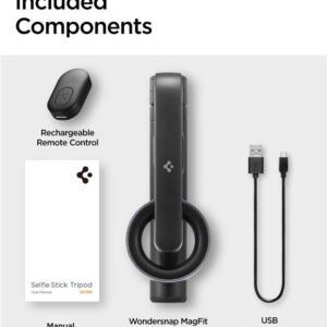 Spigen S570W MagSafe Bluetooth Selfie Stick Tripod - Smartphone stand / selfie stick holder Black - Image 14