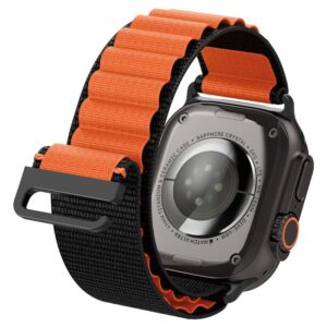 Spigen WBF1 Strap for Apple Watch 44 / 45 / 46 / 49 mm - juodos spalvos ir oranžinės spalvos - Image 11