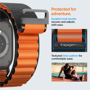 Spigen WBF1 Strap for Apple Watch 44 / 45 / 46 / 49 mm - juodos spalvos ir oranžinės spalvos - Image 20