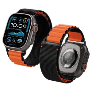 Spigen WBF1 Strap for Apple Watch 44 / 45 / 46 / 49 mm - juodos spalvos ir oranžinės spalvos - Image 10