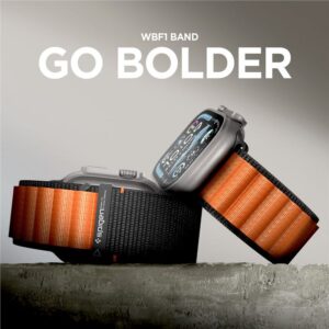 Spigen WBF1 Strap for Apple Watch 44 / 45 / 46 / 49 mm - juodos spalvos ir oranžinės spalvos - Image 14
