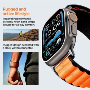 Spigen WBF1 Strap for Apple Watch 44 / 45 / 46 / 49 mm - juodos spalvos ir oranžinės spalvos - Image 18