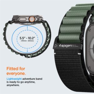 Apyrankė Spigen WBF1 Strap for Apple Watch 44 / 45 / 46 / 49 mm - juodos spalvos and žalios spalvos - Image 13