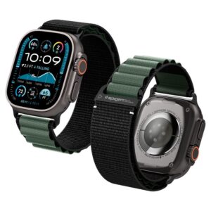 Apyrankė Spigen WBF1 Strap for Apple Watch 44 / 45 / 46 / 49 mm - juodos spalvos and žalios spalvos - Image 10