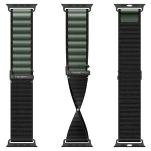 Apyrankė Spigen WBF1 Strap for Apple Watch 44 / 45 / 46 / 49 mm - juodos spalvos and žalios spalvos - Image 14