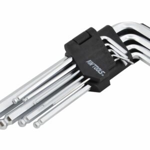 AWTOOLS ŠEŠIAKAMPIAI RAKTAI (HEX) /1,5-10,0mm/ 9vnt. SU RUTULINE GALVUTE