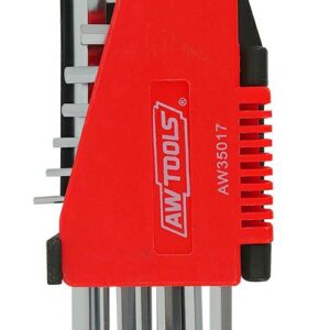 AWTOOLS RAKTAI ŠEŠIAKAMPIAI HEX/ 2,0-12,0mm/ 10vnt./ SU RUTULINE GALVUTE ILGI BLACK LINE