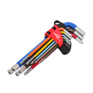 AWTOOLS RAKTAI ŠEŠIAKAMPIAI HEX / 1,5-10,0mm / 9vnt. SPALVOTI SU RUTULINE GALVUTE BLACK LINE