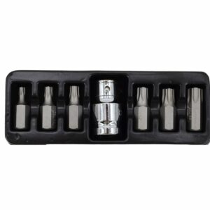 AWTOOLS TORX antgalių rinkinys 7 vnt. T25-T55 + ADAPTER BLACK LINE