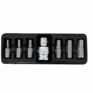 AWTOOLS ŠEŠIAKAMPIAI (IMBUS) ANTGALIAI. 7 vnt. 4-12mm + ADAPTERIS BLACK LINE