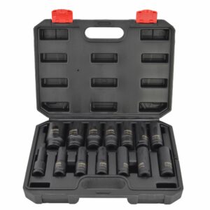 AWTOOLS SMŪGINIŲ GALVUČIŲ RINKINYS 1/2" 14 vnt. ILGOS BLACK LINE 10-12-13-14-15-17-18-19-21-22-24-27-30-32mm - Image 1
