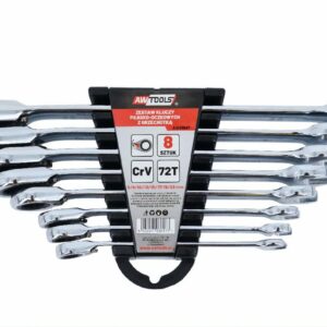 AWTOOLS RAKTAS KOMBINUOTAS SU REKETU, RINKINYS 8 vnt. 8-22mm SU PERJUNGIKLIU