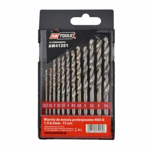 AWTOOLS METALO GRĄŽTŲ RINKINYS, BALTAS, 13 vnt. /1.5 - 6.5mm/
