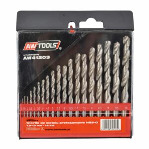 AWTOOLS METALO GRAŽTŲ RINKINYS BALTAS 19 vnt./1,0-10,0 mm/ PLASTIKINĖ PAKUOTĖ