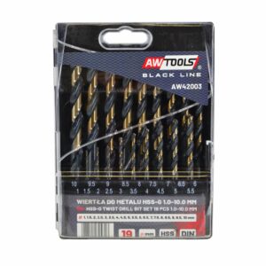AWTOOLS METALO GRĄŽTŲ HSS M2 RINKINYS 19 vnt./1,0-10,0 mm/ PREMIUM/PAKUOTĖ