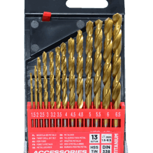 AWTOOLS METALO GRĄŽTŲ RINKINYS SU TITANO DANGA 13vnt./1,5-6,5mm/
