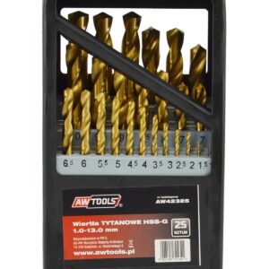 AWTOOLS GRĄŽTAS METALUI TITANINIS RINKINYS 25vnt./1,0-13,0mm/