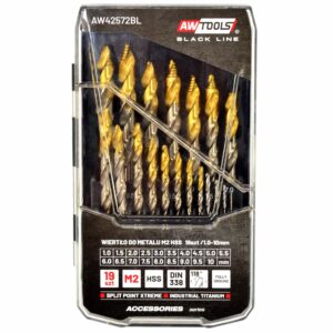 AWTOOLS METALO GRĄŽTAS M2 HSS-TiN RINKINYS 19vnt. /1.5-10mm / BLACK LINE