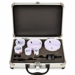 AWTOOLS BIMETALINIAI SKYLĖPJŪKLIAI RINKINYS 22-73mm 8 vnt. BLACK LINE METALINIS LAGAMINAS