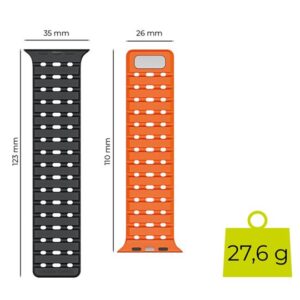 Mobile Origin Magnetic apyrankė, juodos spalvos/oranžinės spalvos - Apple Watch 49mm/46mm/45mm/44mm - Image 6