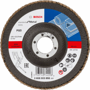BOSCH LAMELEINIS ŠLIFAVIMO DISKAS 125mm X431 P 80 STANDARD FOR METAL IŠGAUBTAS