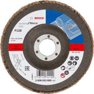 BOSCH LAMELEINIS ŠLIFAVIMO DISKAS 125mm X431 P120 STANDARD FOR METAL IŠGAUBTAS