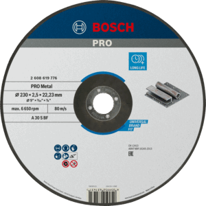 BOSCH PJOVIMO DISKAS METALUI 230mm x 2,5mm x 22mm STANDARD FOR METAL
