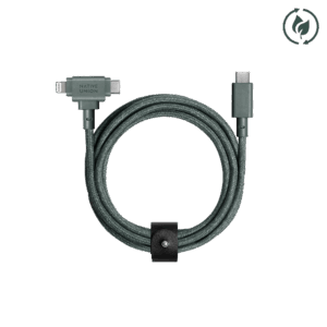 Native Union Belt kabelis Duo (USB-C - USB-C, Lightning) 1,5m, slate žalios spalvos - Image 2
