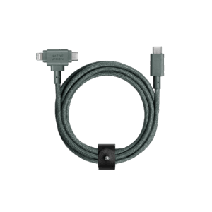 Native Union Belt kabelis Duo (USB-C - USB-C, Lightning) 1,5m, slate žalios spalvos