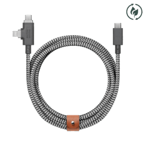 Native Union Belt kabelis Duo Pro (USB-C - USB-C, Lightning) 2,4m, 240w, zebra - Image 3
