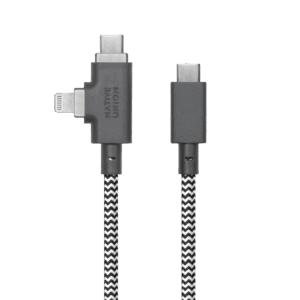 Native Union Belt kabelis Duo Pro (USB-C - USB-C, Lightning) 2,4m, 240w, zebra - Image 4