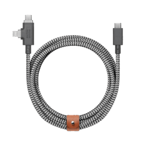 Native Union Belt kabelis Duo Pro (USB-C - USB-C, Lightning) 2,4m, 240w, zebra