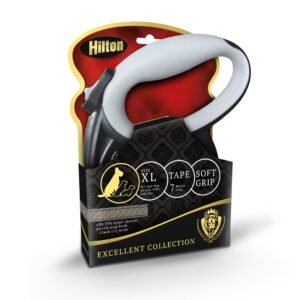 HILTON Smart dog XL (40kg) - automatinis pavadėlis - juoda-pilka - 7 m