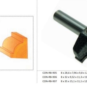 CONDOR FREZA MEDŽIUI 8x28x8x9,8x12mm KAMPAMS APVALINTI, SU GUOLIU.