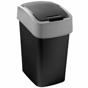CURVER ŠIUKŠLIADĖŽĖ "FLIP BIN" 10L /JUODA/ SIDABRINĖ