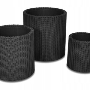 KETER VAZONŲ RINKINYS S+M+L CYLINDER PLANTERS ANTRACITO SPALVOS