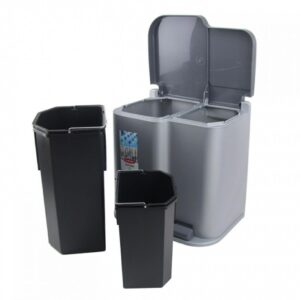 CURVER ŠIUKŠLIŲ RŪŠIAVIMO DĖŽĖ DUO PEDALBIN 21L /SIDABRINĖ/ GRAFITO