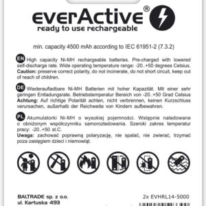 Įkraunamos baterijos everActive Ni-MH R14 C 5000 mAh Professional Line - Image 2