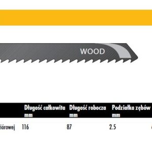 DEWALT PJŪKLELIS SIAURAPJŪKLIUI 116x2,5mm T301BCP MEDIENAI /5vnt.