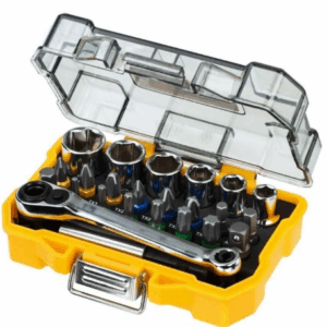 DEWALT ANTGALIŲ RINKINYS +GALVUTĖS +REKETAS 24 vnt.