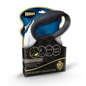 HILTON Smart dog M (20kg) - automatinis pavadėlis - balta-juoda - 4 m