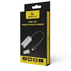 Gembird A-USB3AC-LAN2G-01 USB 2.5G gigabito tinklo adapteris, pilkos spalvos - Image 2